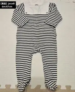 【美品】jacadi 足付きボーダー ロンパース 6m/67cm