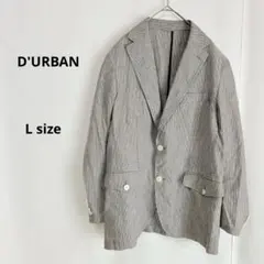 D'URBAN ダーバン　テーラードジャケット　L リネンコットン　ストライプ