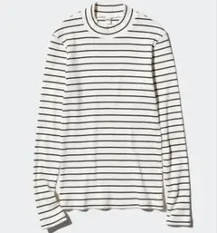UNIQLO リブハイネックT/ボーダー