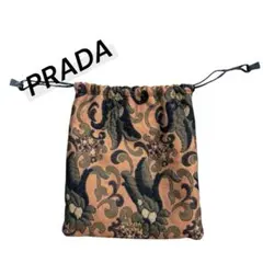 PRADA 巾着刺繍ポーチ ブラウン系 【レア】 PRADA 巾着刺繍ポーチ ブラウン系 【レア】 - メルカリ