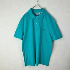 LACOSTE　ラコステ　ポロシャツ　半袖　刺繍ロゴ　緑　L