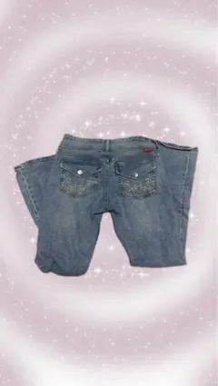 ANGELIE 刺繍デザイン デニムパンツ　y2k ローライズ