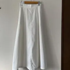 ホワイト ロングフレアスカート ゴムウエスト
