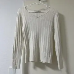 Misch Masch Vネック リブニット セーター 長袖 ホワイト　訳あり