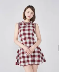 Darich ロゴギンガムニットミニワンピース RED