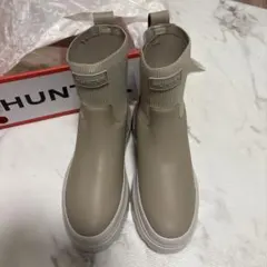 HUNTER サイドゴアブーツ ベージュ UK4