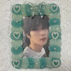 硬質ケース ホイップデコ トレカケース ハンドメイド ターコイズブルー クリア