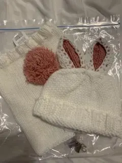 SHEIN ニューボーンフォト うさぎ ニット帽＆パンツセット