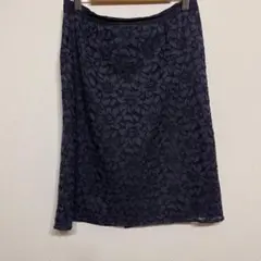 メーカー不明　レディース　スカート　仕事着　紺色　ネイビー　花柄　美品　シンプル