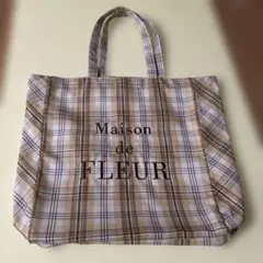 Maison de FLEUR チェック柄トートバッグ