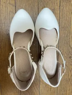 ベージュパンプス 22cm アンクルストラップ 1回使用