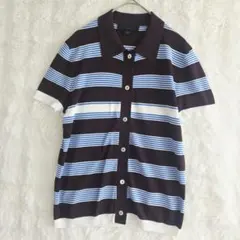 ZARA ザラ ポロシャツ ボーダー 半袖 茶 青 S 春夏