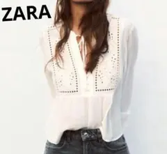 ZARA アイレットレース ブラウス Мのサムネイル