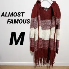 カーディガン 【M】 レディース ボーダー レッド ホワイト 古着