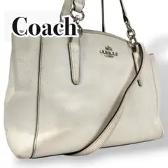 Coach ショルダーバッグ　手提げ　アイボリー　レザー　2way 57523