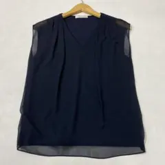 美品♪セオリーリュクス ノースリーブ リボンブラウス とろみシャツ 