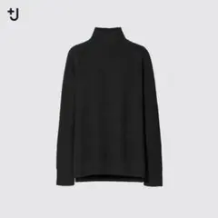 美品UNIQLO+J タートルネック ケーブルニットブラック