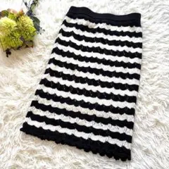 スナイデル　スカート　(F)　白黒　ボーダー　レース　大人女子　カジュアル