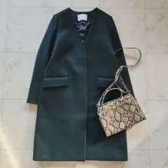 未使用 定価4.3万 ユナイテッドアローズ Vネックノーカラーコート グリーン