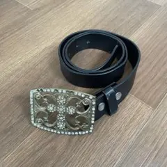 平成 y2k クロス フェアリーグランジ 十字架 ラインストーン レザーベルト