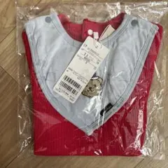 プティマイン　スタイ付き　ロンパース　80 赤