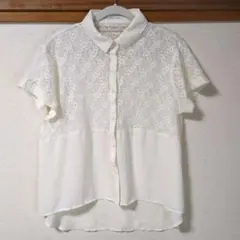 LOWRYS FARM トップス　半袖 レースシャツ ホワイト