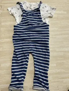h&m ロンパース　サロペット　オーバーオール ボーダー90