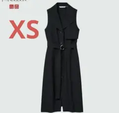 ユニクロ　JW ANDERSON リネンブレンドラペルワンピース　黒　XS ジレ