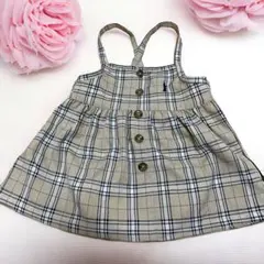 【EAST BOY】イーストボーイ　ベビーワンピース　ベージュ　チェック　80