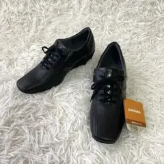 新品タグ付✨ペダラ スニーカー ウェッジソール サイドジップ 黒 23.5 2E