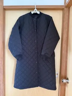 無印良品 黒 薄手 中綿 ロングコート