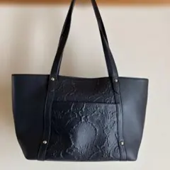 ローラアシュレイ　ネイビー エンボス加工 トートバッグ