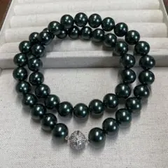 新品☆大粒10MM☆南洋黒蝶オーロラ本貝パールネックレス黒真珠 