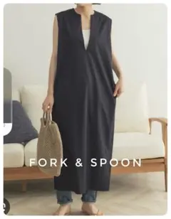 FORK AND SPOON スリットネックノースリーブワンピース