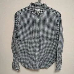 UNIQLO ユニクロ ギンガム チェック柄 長袖 シャツ ネイビー S