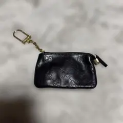 GUCCI ブラック レザー コインケース　キーホルダー付き