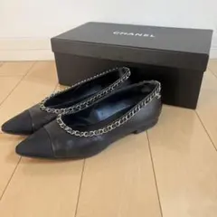 CHANEL / シャネル　バックココマーク　チェーン　レザー　パンプス 36のサムネイル