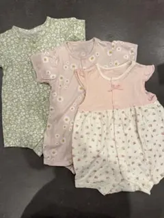 【西松屋】半袖ロンパース3点　60-70 綿100% 夏服