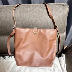 再値下げ★ブラウン ショルダーバッグ リング装飾付き