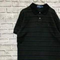 ラルフローレン！ポロシャツ！半袖　グリーンロゴ刺繍 ボーダーM 24