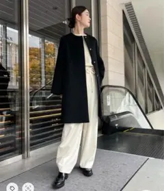 UNITED ARROWS Aラインミドルコート　黒　34