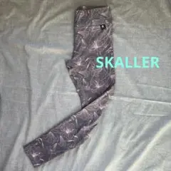 SKALLER ヨガ　ピラティスフィットネス　グレーにピンク 花柄　レギンス