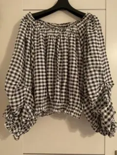 Heather 2way ギンガムチェックトップス