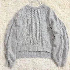 良品✨オーバーサイズ長袖ニット セーター ゆるだぼ ケーブル編み ボリューム袖