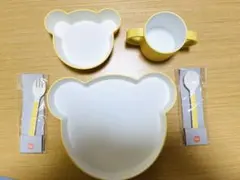 クマ型イエローベビー用食器セット　tak.