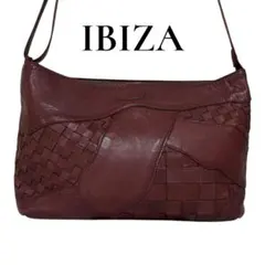 IBIZA イビサ ショルダーバッグ レザー 編み込み ボルドー レッド日本製のサムネイル