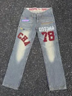 GOTCHA ガッチャ デニムパンツ ヒッコリー ストライプ 古着 y2k 平成 