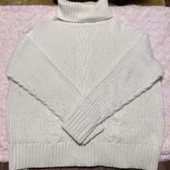 アイボリー タートルネック ニット ホワイトニット セーター