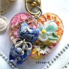 No.272くっつきオルゴナイト（ハート&ねこ）ラピスラズリ・シトリン