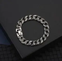 新品未使用　メンズ アラベクス柄 ブレスレット シンプル ステンレス 銀色